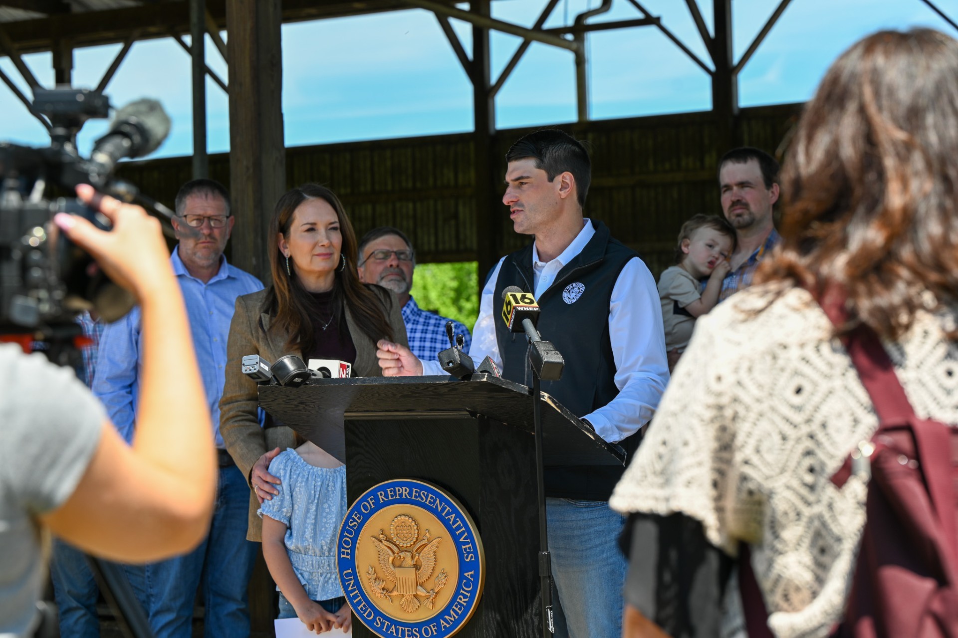 Secretary Rollins at a press conference in PA