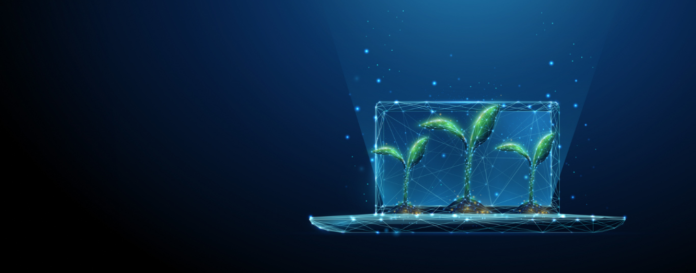 Graphic showing a tablet with three plants on it