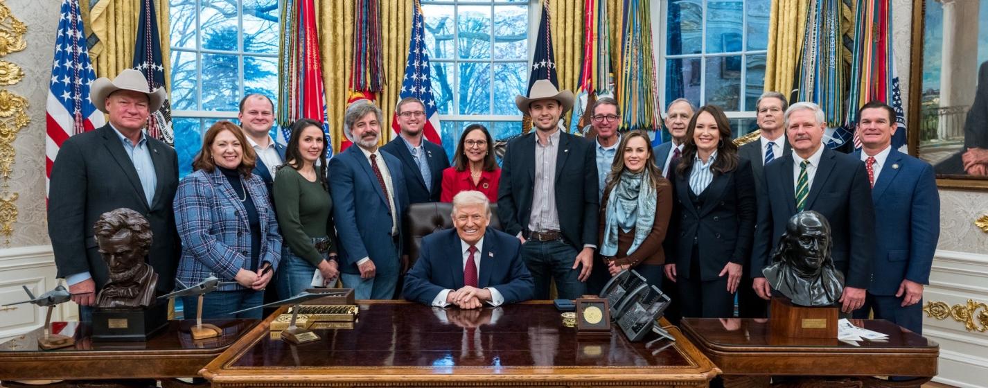 Farmers in the Oval Office with President Trump and Secretary Rollins 