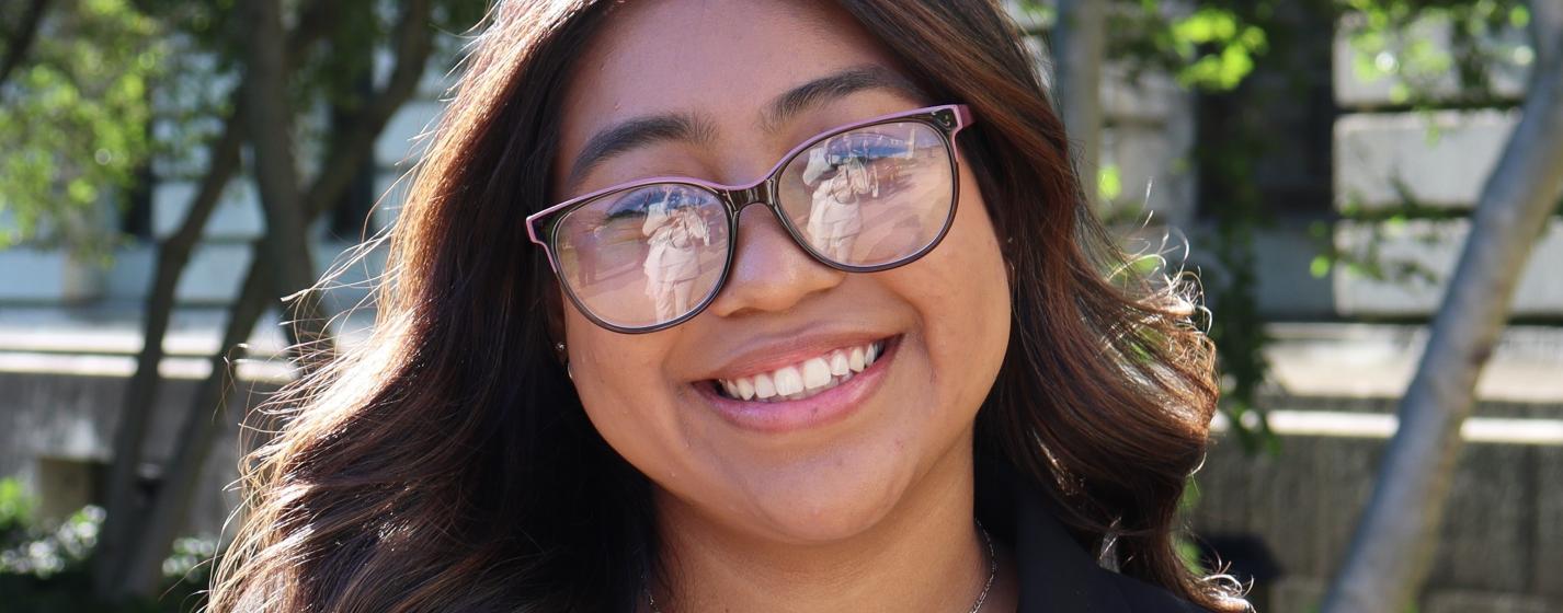 A girl smiling