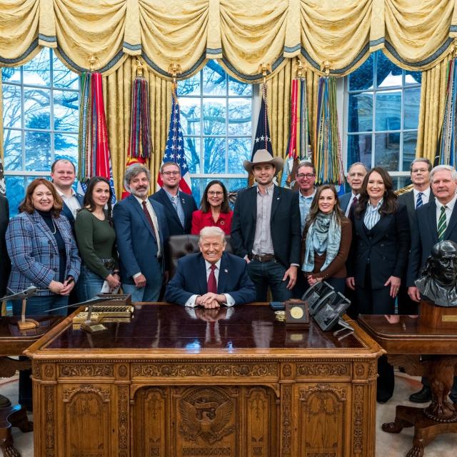 Farmers in the Oval Office with President Trump and Secretary Rollins 
