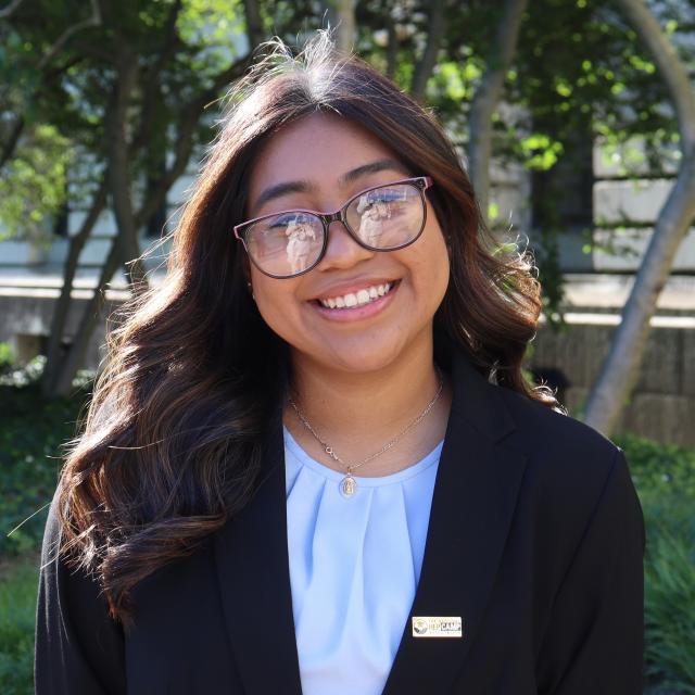 A girl smiling