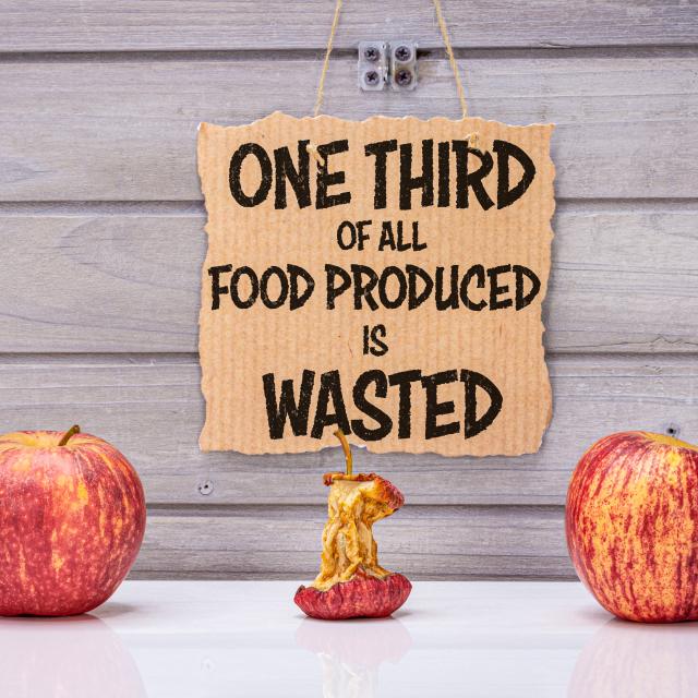 Three apples with text behind them graphic