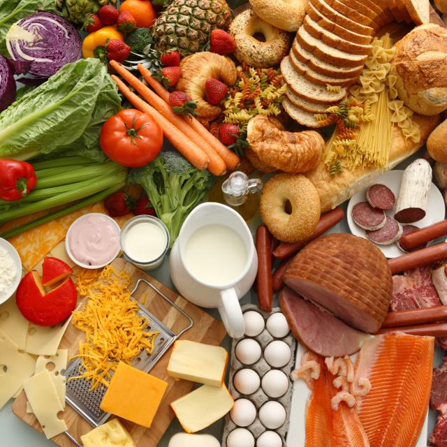 Different food groups laid out