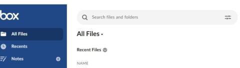 Screenshot showing All Files section in BOX