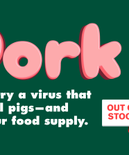 Image showing text "Pork can carry a virus that will kill pigs - and hurt our food supply."