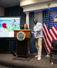 Dr. Alveda King, Senior Advisor for Faith and Community Outreach, USDA Center for Faith, and Frank D. Murphy, Founder and CEO, Churches, Community, and Schools Legacy Plan Institute at USDA Headquarters. Photo courtesy of USDA