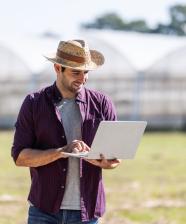 A farmer using technology