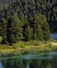 A scenic view of Wade Lake, south of Ennis, Montana in Beaverhead-Deerlodge National Forest