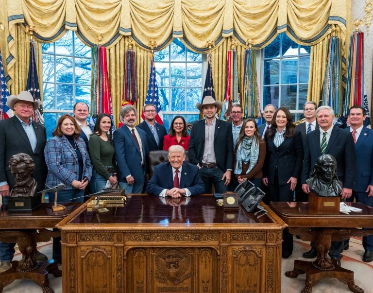Farmers in the Oval Office with President Trump and Secretary Rollins 