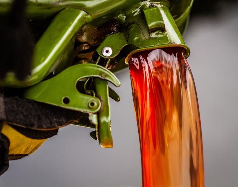 Red diesel being poured