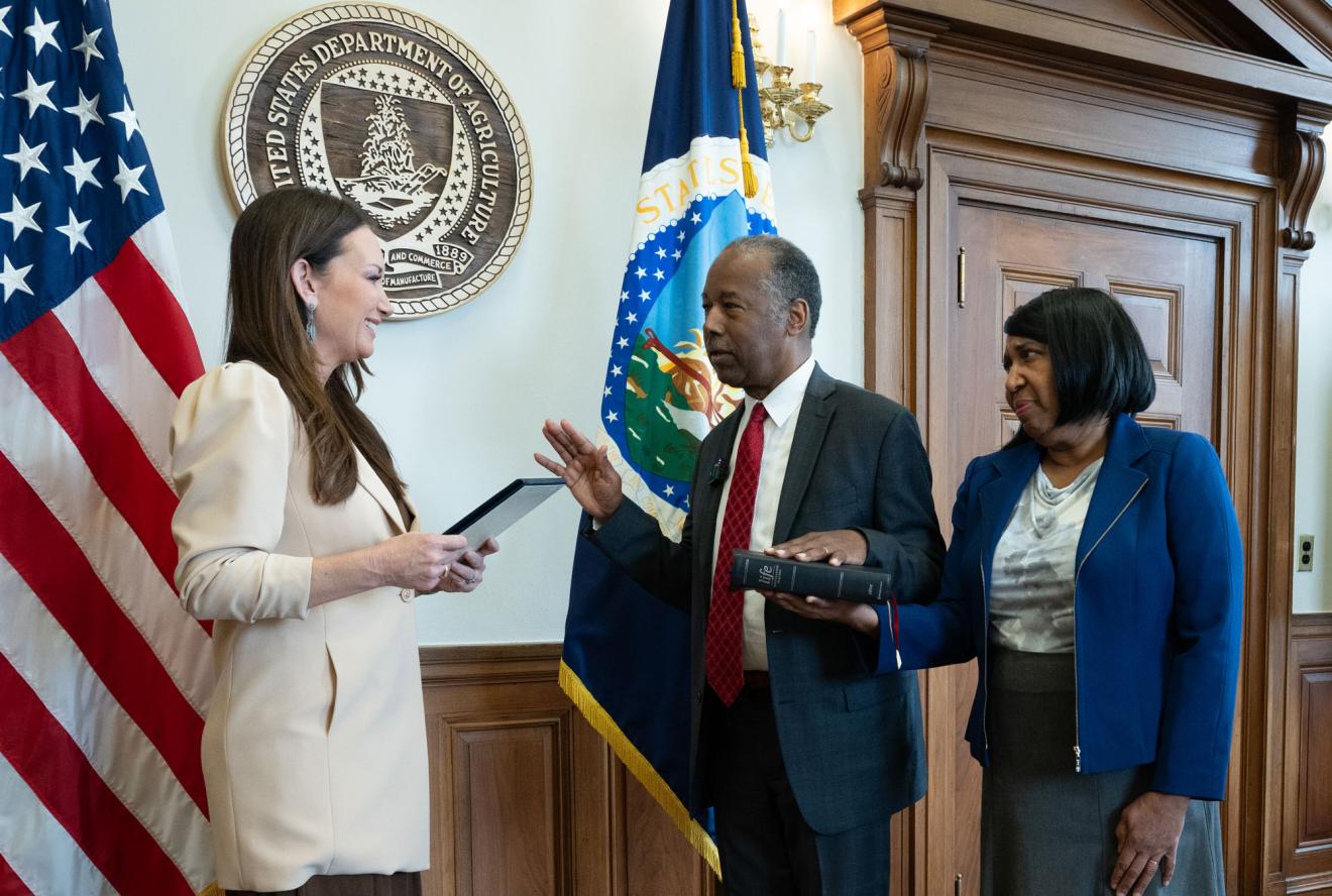 Dr. Benjamin S. Carson, Sr., M.D., was sworn in as the National Advisor for Nutrition, Health, and Housing at the U.S. Department of Agriculture (USDA)