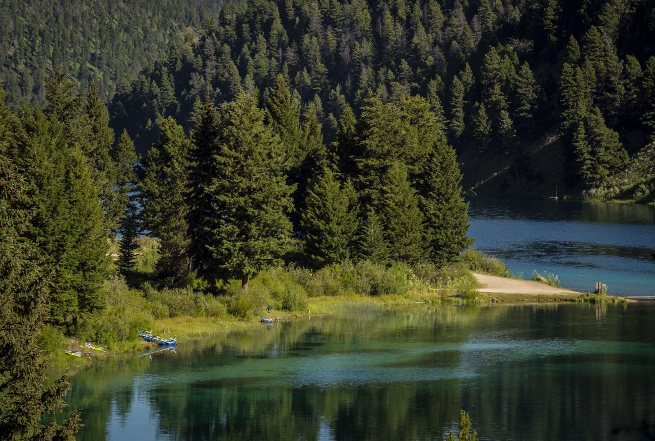A scenic view of Wade Lake, south of Ennis, Montana in Beaverhead-Deerlodge National Forest