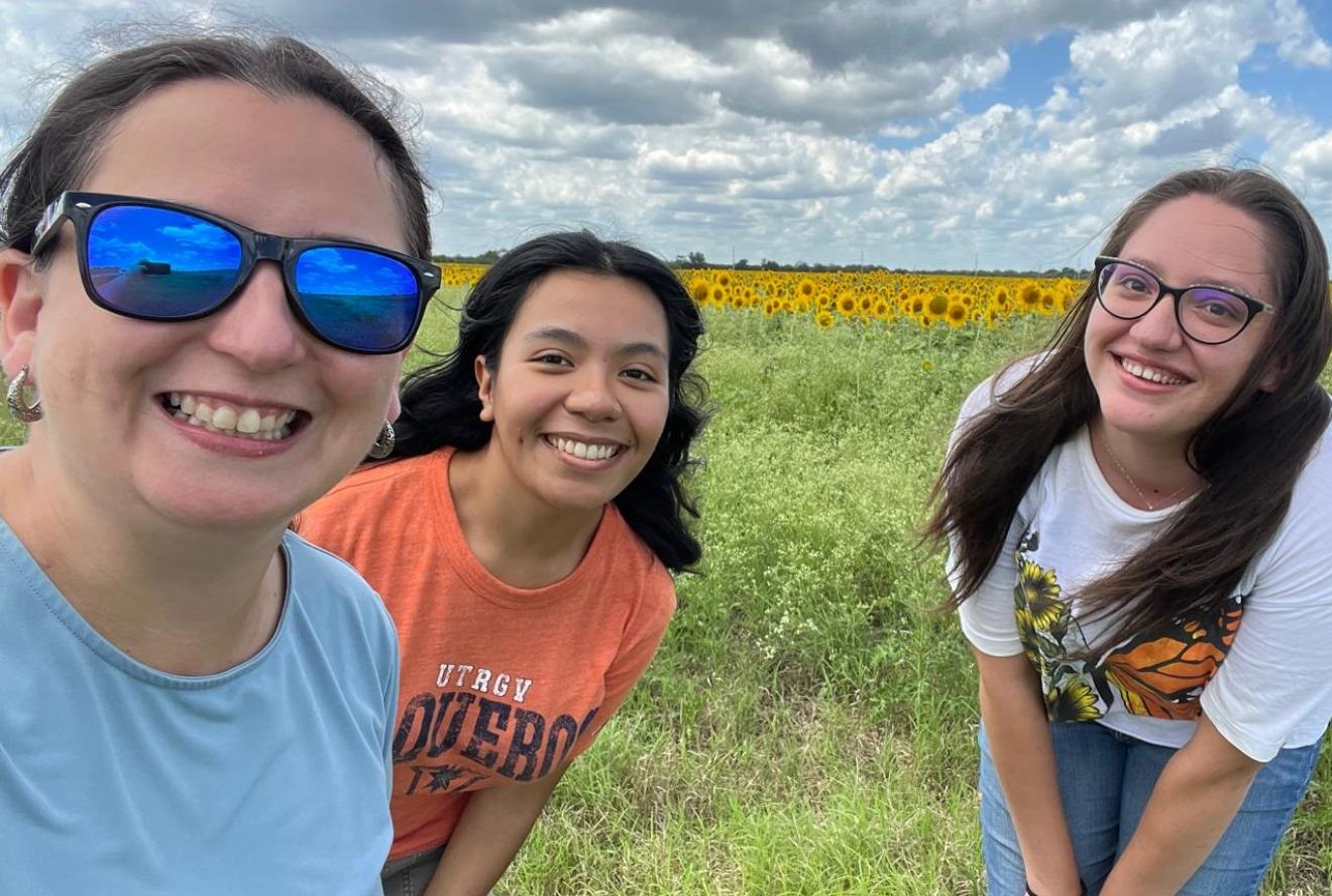 Dr. Engil Pereira (left) and two former students, now USDA employees: Larissa Cantu (center) and Samantha Colunga (right)